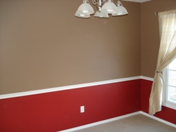 Interior painting red dining room
